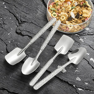 Cuillère à dessert en acier inoxydable 304 martelée, tête carrée moderne, cuillère à glace, poli miroir pour les occasions de fête - Product Image 3