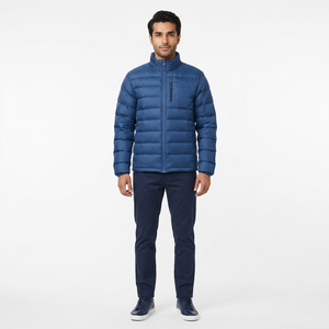 Veste matelassée d'hiver personnalisée en toile à col montant avec logo frontal, respirante et à séchage rapide pour hommes – Vente en gros - Product Image 1