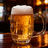Vente en gros KHL QM-06 450ml Logo personnalisé Verre transparent Tasse à bière réutilisable contemporaine avec poignée pour une utilisation en fête