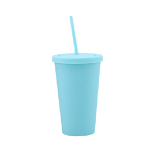 Biểu Tượng Tùy Chỉnh 16Oz Kẹo Màu Hai Lớp Nhựa Rơm Cup Đơn Giản Frosted Thiết Kế Cho Đồ Uống Mới Cho Cốc Sản Phẩm - Product Image 3