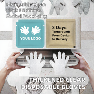 Gants jetables en plastique transparent PE de qualité supérieure pour usage domestique et commercial, emballés individuellement et épaissis - Product Image 2