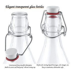 Bouteille en verre à bascule 1 litre/<span class=keywords><strong>33</strong></span> oz, bouteille transparente pour brassage à bascule avec bouchon pour boissons, huile, vinaigre, <span class=keywords><strong>bière</strong></span> - Product Image 4