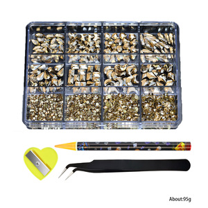 Kit de Strass à Fond Plat 12 Grilles pour <span class=keywords><strong>Ongles</strong></span>, Cristaux de Verre Formes Assorties, Breloques de Nail Art, Accessoires de Décoration DIY - Product Image 5