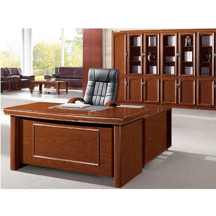 Grande taille de luxe classique en bois de cerisier bureau bureau exécutif pour la personnalisation (FOH-A66283)