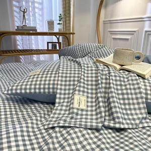 Juego de Ropa de <span class=keywords><strong>Cama</strong></span> de Algodón de Lujo para Hotel y Hogar, Diseño a Cuadros, Sábanas Disponibles en Cualquier Tamaño - Product Image 2