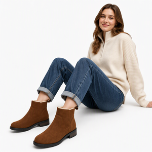 Bottes douillettes à tige courte doublées de peluche, semelle en caoutchouc, pour l'extérieur par temps froid, vente en gros, OEM, ODM, logo personnalisé - Product Image 3
