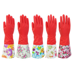 <span class=keywords><strong>Gants</strong></span> <span class=keywords><strong>de</strong></span> <span class=keywords><strong>ménage</strong></span> extra longs en caoutchouc <span class=keywords><strong>de</strong></span> 40 cm, imperméables, à motifs floraux, pour le nettoyage, vente en gros du fabricant - Product Image 2