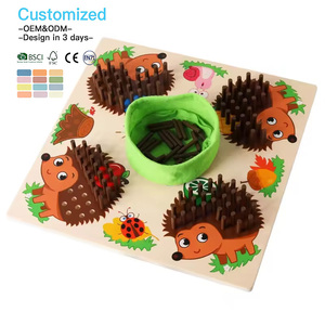 EDULAND OEM ODM Jouet Montessori en bois pour l'éducation précoce : Épingle de comptage hérisson pour l'<span class=keywords><strong>intégration</strong></span> sensorielle et l'apprentissage des <span class=keywords><strong>mathématiques</strong></span> pour enfants - Product Image 1