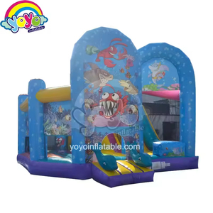 บ้านลมเป่าลมธีมมหาสมุทรขนาด 19 ฟุต Coral Accents พร้อมสไลเดอร์แบบแห้ง วัสดุ PVC เกรดเชิงพาณิชย์ สำหรับกิจกรรมครอบครัว - Product Image 2