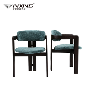 Fauteuil en bois avec tissu italien, pour la maison, le bar, la salle de sport, chaise de salle à manger moderne en bois massif de frêne - Product Image 4