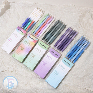 Bview Art Press - Bolígrafo Neutro con Punta ST, Bolígrafo de Pincel para Exámenes Estudiantiles, Color Degradado, Secado Rápido, 0.5 mm, Bolígrafo Negro, 5 Piezas en Una Caja - Product Image 2