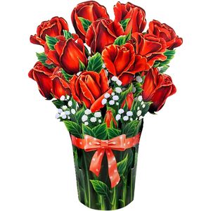 Rose Bouquet Pop Card 6x8 Inches 3D <b>Paper</b> Flower Greeting Card 4 Color Digital Printed <b>Gloss</b> Lamination for Mother's Day - Product Image 3