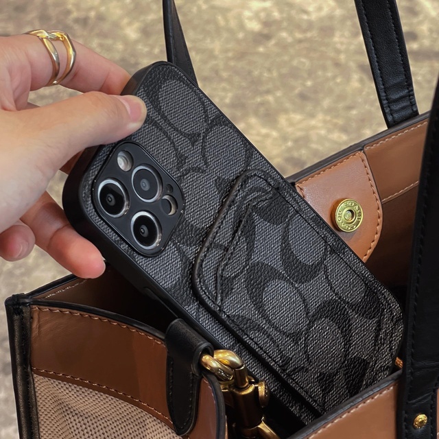 Luxury Leather Card Pocket Slot Shockproof Street Fashion Phone Case for 16/15/14/13/12/11 Pro Max-New Designer Cover