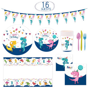 Precioso Kit de Fiesta Temática de Dinosaurios Azules y Rosas para Cumpleaños de Bebé - Product Image 2