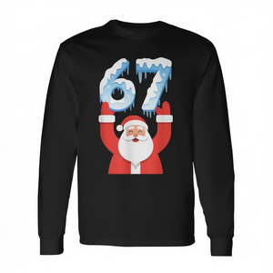 T-shirt à manches longues avec motif Père Noël, design neige et glace, hiver, 67 Meme - Product Image 2