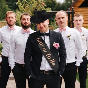 قبعة راعية بقر أبيض/أسود مع حجاب للعروس/وشاح للعريس لحفلات العزوبية ديكور زفاف ريفي دش زفاف HS1672 - Product Image 5