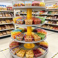 Présentoir Rotatif Multicouche Rond pour Snacks en Vrac, Meuble d'Islande pour Supermarché, Présentoir Alimentaire pour Fruits Secs et Bonbons