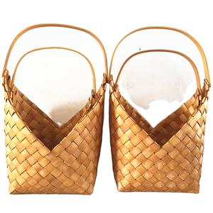 Panier en bambou de couleur miel, panier en bambou fait à la main pour pique-nique en plein air - Product Image 5