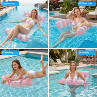 Hamac aquatique stable à 2 tubes, gonflable, rayé, avec revêtement en tissu, pour piscine