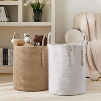Panier à linge en coton tissé grande capacité pour salle de bain et salon - Organisateur de rangement pour couvertures/édredons avec poignée