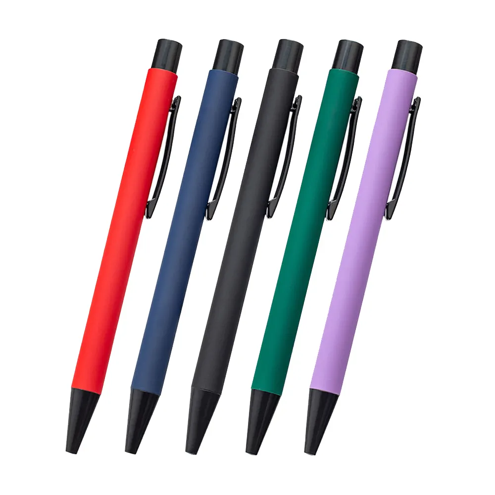 Yumuşak dokunmatik Metal tükenmez kalem Ballpen özel Logo promosyon tükenmez kalemler ile gümrük Logo promosyon kalemler için fuarlar hediye