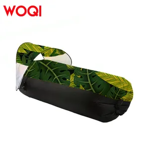 Woqi Hot Bán ngoài trời có thể gập lại Inflatable di động sofa với canopy bãi biển cắm trại in Inflatable Sofa giường