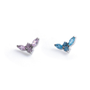 F136 <b>Titanium</b> Alloy Angel Wing Earrings Marquise Round Zircon 7.2mm 4.0mm Prong Setting Piercing Jewelry - Product Image 4
