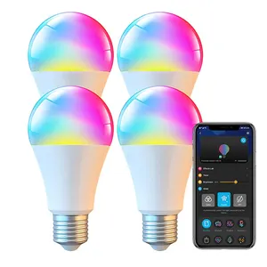 Lâmpada inteligente doméstica, bombilla inteligente, wi-fi, 10w, a19 gu10, controle remoto, música, e27 b22, cor, lâmpadas de led inteligente