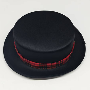 Chapeau de Noël noir à carreaux avec bande et décorations de houx, chapeau de gentleman pour adulte pour spectacle de fêtes - Product Image 2