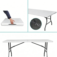 Table pliante rectangulaire en plastique robuste de 180 cm (72 pouces) pour 8 personnes, idéale pour les banquets, événements et activités extérieures – Vente en gros