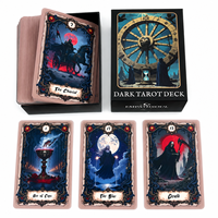 Jeu de cartes de tarot gothique personnalisé en gros, 78 cartes, fantaisie sombre, occultisme, sorcellerie, jeu de cartes oracle, papier écologique, couleur intégrale