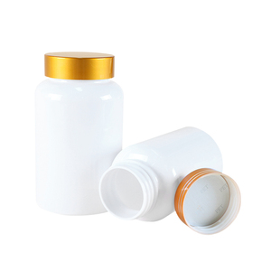กระปุกยา PET สีขาวสุดหรูขนาด100มล.-500มล. พื้นผิวเรียบทึบแสงขนาด34.5มม. ปั๊มทองเกรดอาหารสำหรับคอลลาเจนเปปไทด์ - Product Image 2