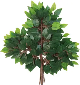 인공 ficus 나무 DIY 웨딩 부케 화환 벽 장식을위한 가지를 나뭇잎