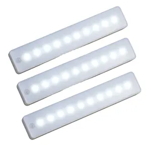 LED壁橱灯10 LED运动传感器橱柜下夜灯酒吧安全灯，用于衣柜走廊陈列柜