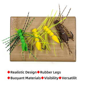 Vente en gros # 4 leurres de pêche flottants en mousse en forme de <span class=keywords><strong>sauterelle</strong></span> à pattes en caoutchouc pour truites, truites à queue d'acier, achigan, saumon - Product Image 5