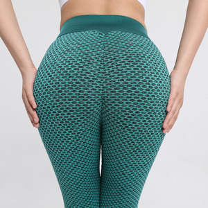 Fabricant OEM de pantalons de yoga, leggings de <span class=keywords><strong>sport</strong></span> personnalisés à taille haute en jacquard <span class=keywords><strong>nid</strong></span> <span class=keywords><strong>d</strong></span>'<span class=keywords><strong>abeille</strong></span> pour les marques de fitness - Product Image 2