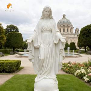 Mily cuộc sống Kích thước đá cẩm thạch Virgin Mary bức tượng điêu khắc Tay Chạm Khắc cho ngoài trời Công Giáo nhà thờ tôn giáo trang trí sân vườn - Product Image 2