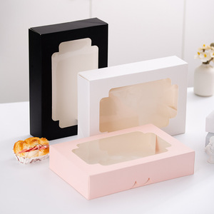 Eco-Friendly Food-Grade Embossed <b>Recycled</b> Paperboard Custom Square Kraft Windowed Baking Dessert <b>Boxes</b> for Takeaway Customers - Product Image 6