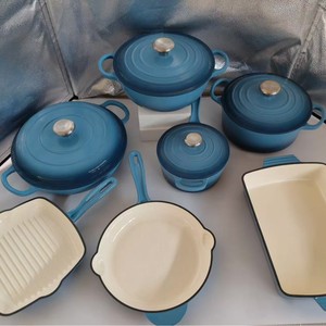 Ensemble de 7 ustensiles de cuisine en <span class=keywords><strong>fonte</strong></span> <span class=keywords><strong>émaillée</strong></span> moderne, base multicouche, poêle antiadhésive multifonction et marmite pour une utilisation domestique - Product Image 5