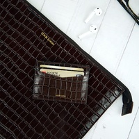 Dompet Kulit Unisex Cossni Laris Manis, Dompet Kartu Kredit Portabel, Desain Kustom