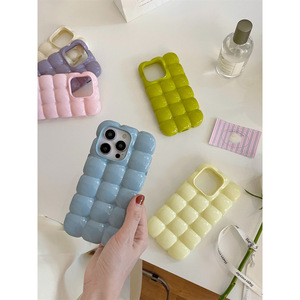 Funda de Teléfono Suave con Textura de Waffle en Color Sólido Estilo Macaron para iPhone 16 Pro Max 15 14 13 12 para Mujer - Product Image 4