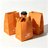 Sacs en papier kraft à fond carré, personnalisables, écologiques, résistants à la graisse, marron et blanc, jetables pour boulangerie - Emballage pour sucre et gelée