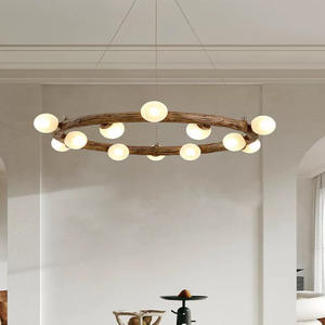 Lustre à vent silencieux de style japonais Design créatif d'anneau pour la maison Magasin de vêtements Magic Bean Circle Chandelier Middle - Product Image 1