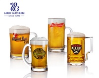 Chope à bière en verre 11oz avec logo personnalisé de haute qualité, pour bar, chope à bière en verre avec poignée, vente en gros