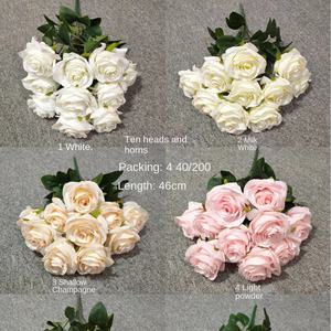 Nouveau 10 Tête Rose Fleurs Artificielles Usine En Gros Fond De Mariage Mur Faux Roses Xi <span class=keywords><strong>Shi</strong></span> <span class=keywords><strong>Mei</strong></span> Décoration De Mariage Bundle - Product Image 4
