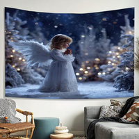 Tapisserie murale moderne en polyester écologique personnalisable, style Art déco, logo personnalisé, design panoramique, nuages, lune, étoiles