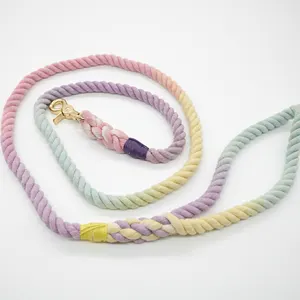 Cotton Braided Rope Pet Leash Dog and Cat Leash Collar with Colorful Cotton Rope and Heavy Duty Clasp Carabiner