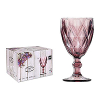 Vente en gros de verres à vin de couleur personnalisée en relief Gold Band Design ensemble de verres à champagne verrerie élégante et verres à pied