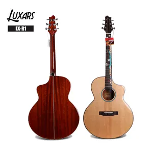 <span class=keywords><strong>Guitarra</strong></span> Electroacústica LX-R1 Nueva de Alta Calidad con Tapa de Abeto Sólido, Mástil de Caoba e Incrustaciones con Temática Playera - Product Image 1
