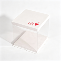 Boîte à gâteau transparente en plastique carrée de 10 à 12 pouces, pour la Saint-Valentin, en forme de cœur, pour mariage, cadeau